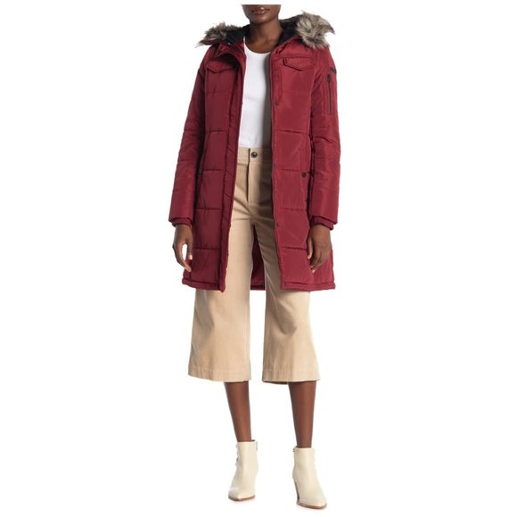 Lucky Brand Jackets & Blazers - Lucky Brand Faux Fur Hood Zip Quilted Jacket L NEW